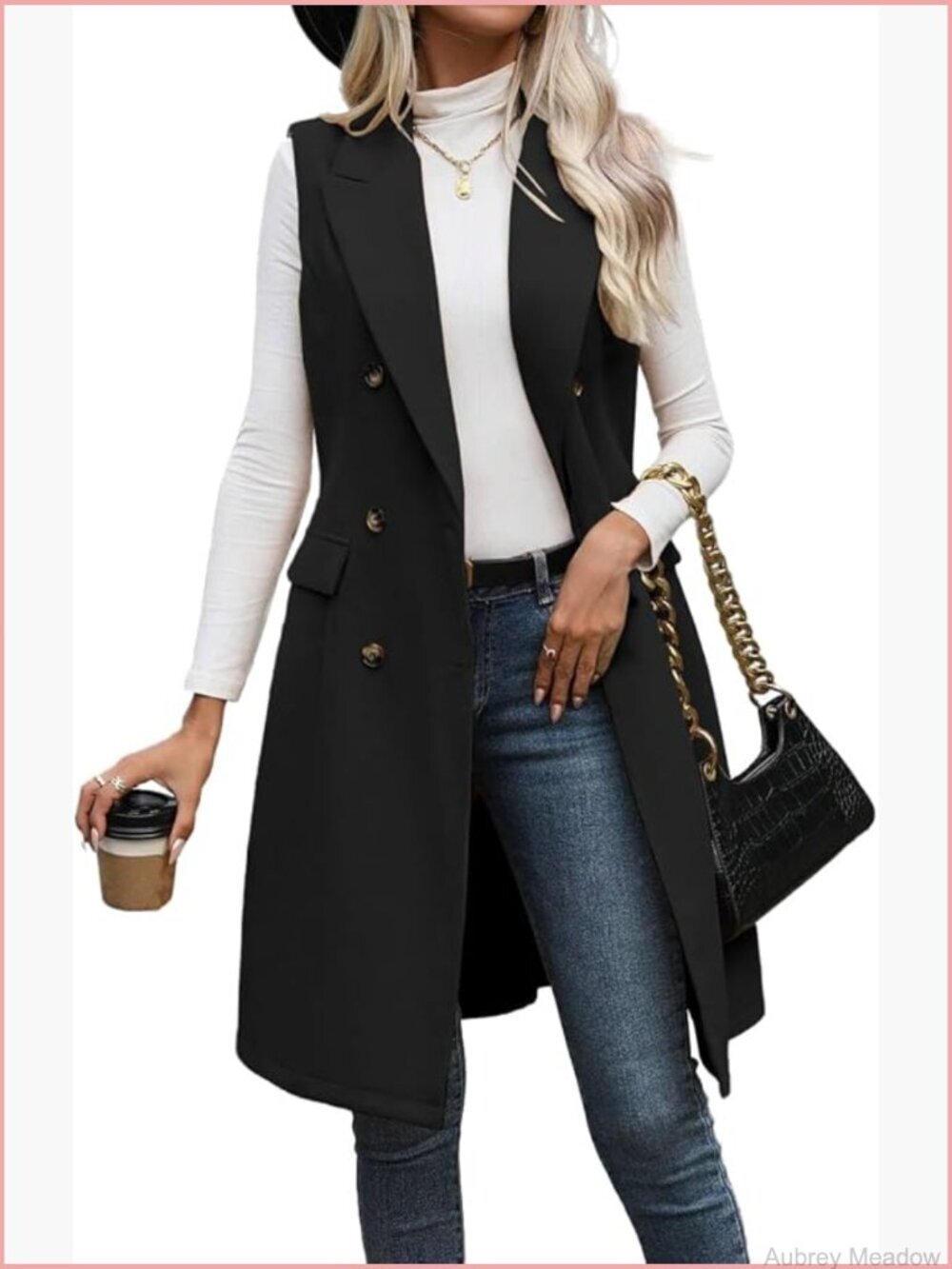 Long Wool Blend Vest Sleeveless Blazer Jacket Trench Coat Outerwear